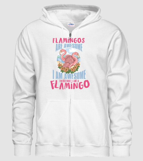 Flamingos are awesome model alb pe tricou