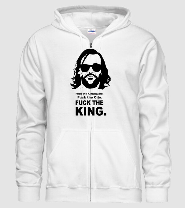 Fuck the king model alb pe tricou