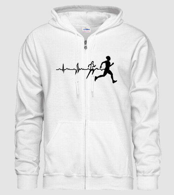 bărbat alergător ecg model alb pe tricou
