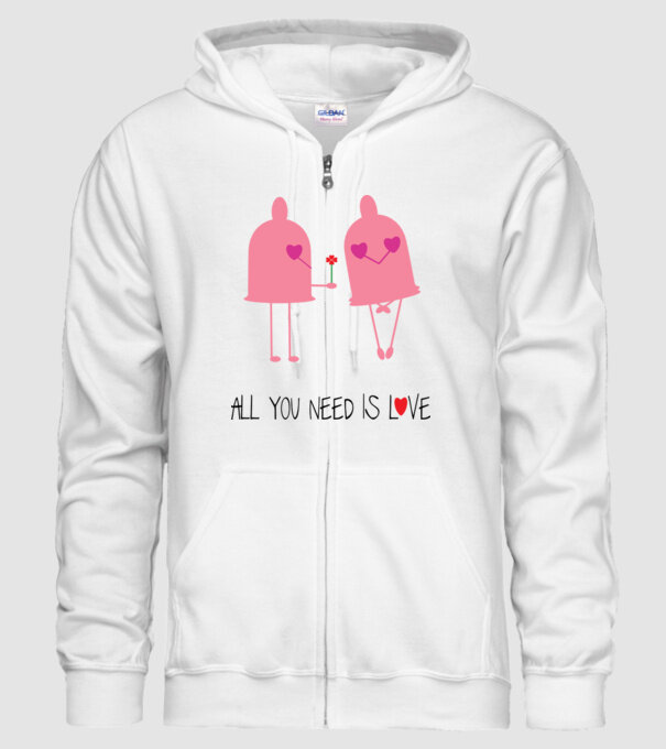 All you need is love model alb pe tricou