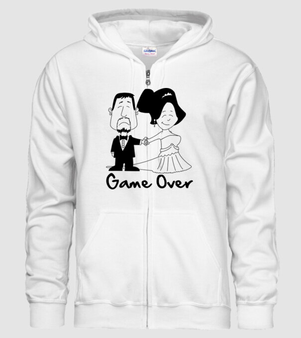 Game Over model alb pe tricou