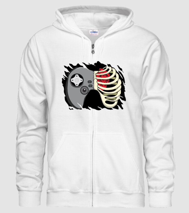 Inimă Gamer model alb pe tricou