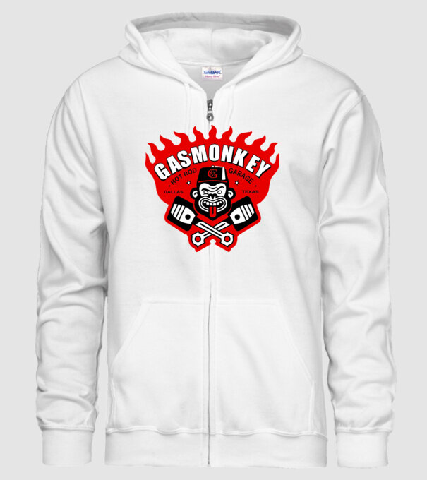 Gas Monkey model alb pe tricou