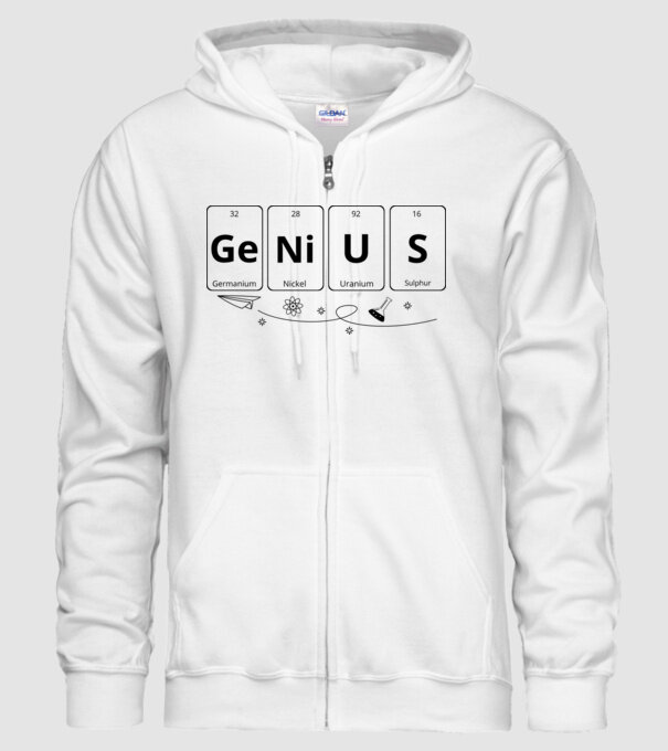 Genius periodic model alb pe tricou