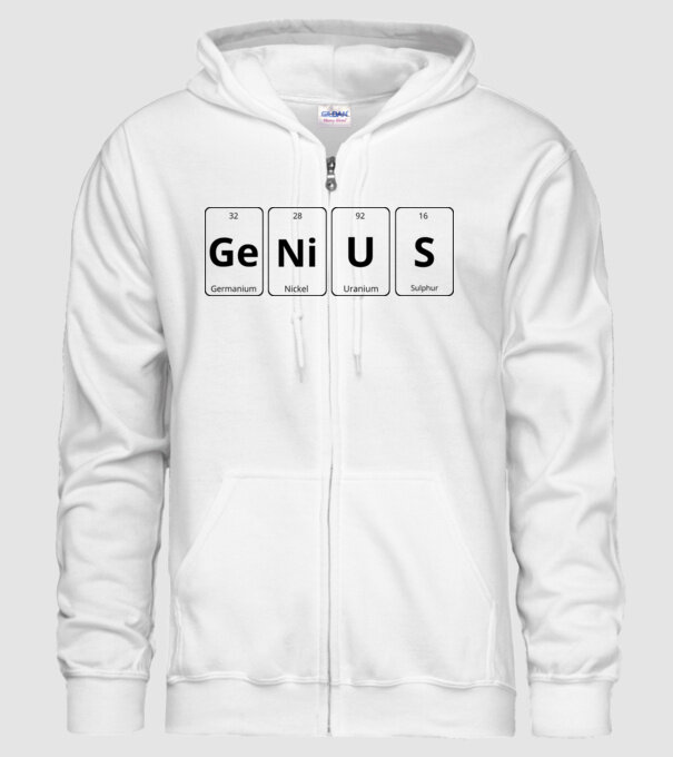 Genius periodic model alb pe tricou