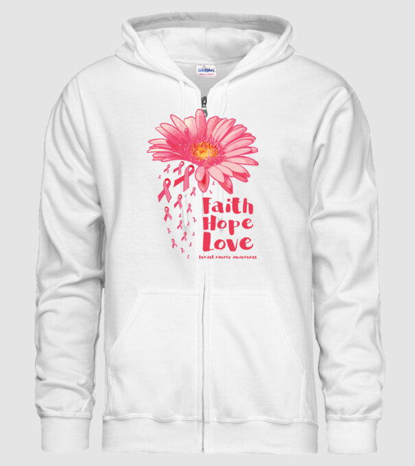 Gerbera faith hope love model alb pe tricou
