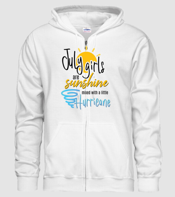 July Girls are Sunshine mixed with a little Hurricane model alb pe tricou