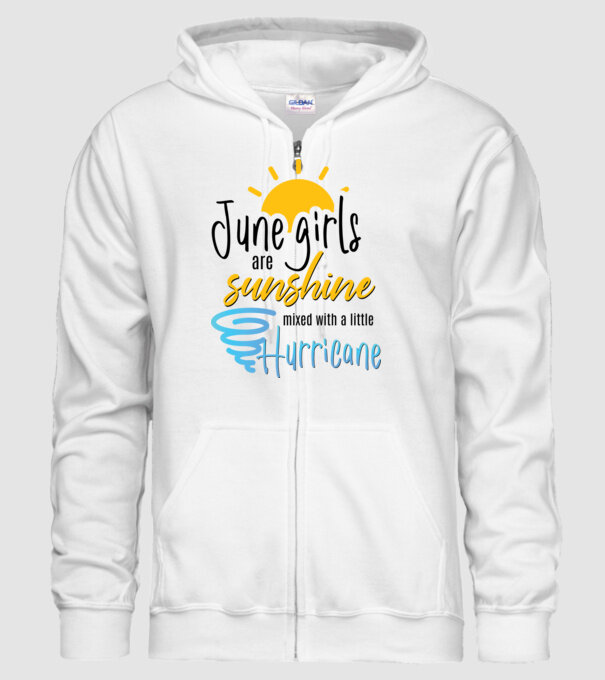 June Girls are Sunshine mixed with a little Hurricane model alb pe tricou