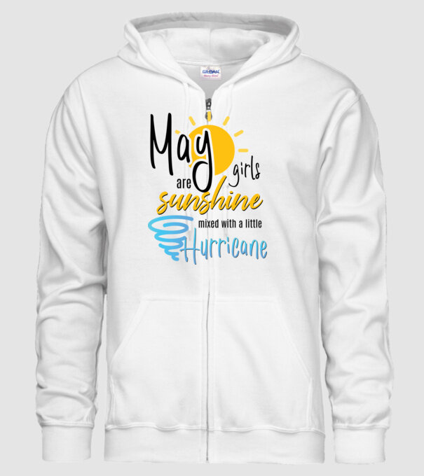 May Girls are Sunshine mixed with a little Hurricane model alb pe tricou