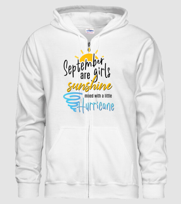 September Girls are Sunshine mixed with a little Hurricane model alb pe tricou