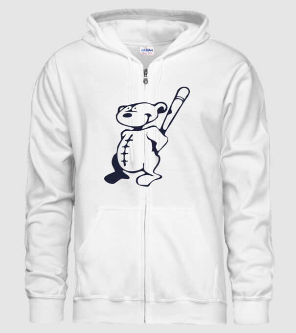 Ursuleț agresiv model alb pe tricou
