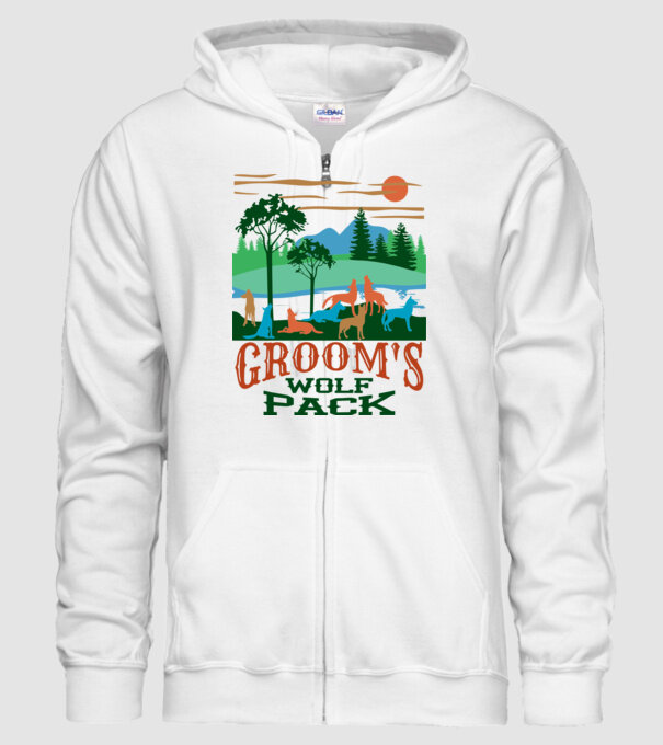 Grooms wolf pack model alb pe tricou