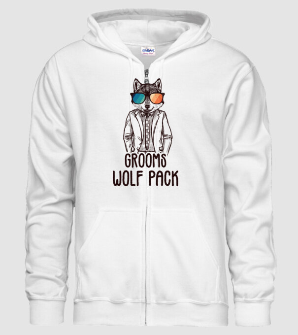 Grooms wolf pack model alb pe tricou