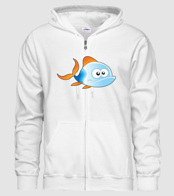 Fish model alb pe tricou