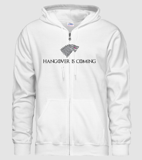 Hangover is coming model alb pe tricou