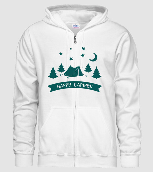 Happy camper tent model alb pe tricou