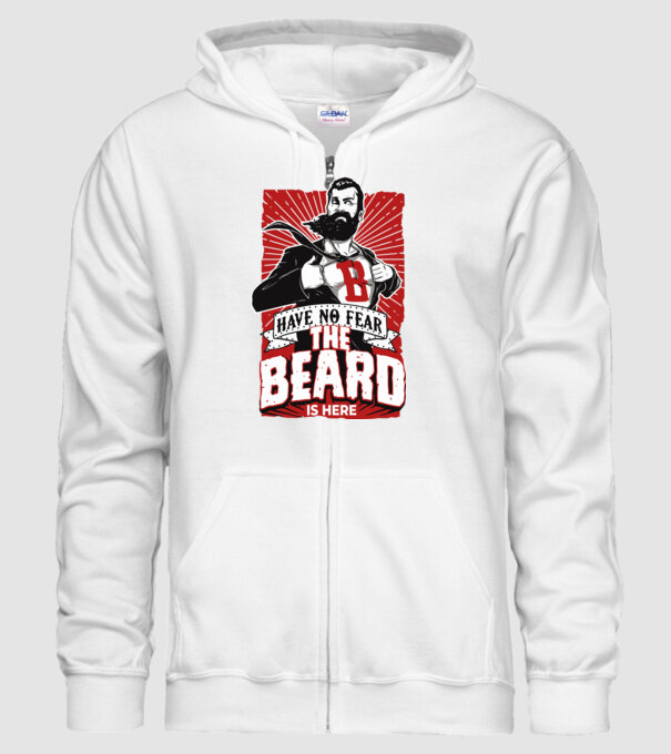 Have no fear the beard is here model alb pe tricou
