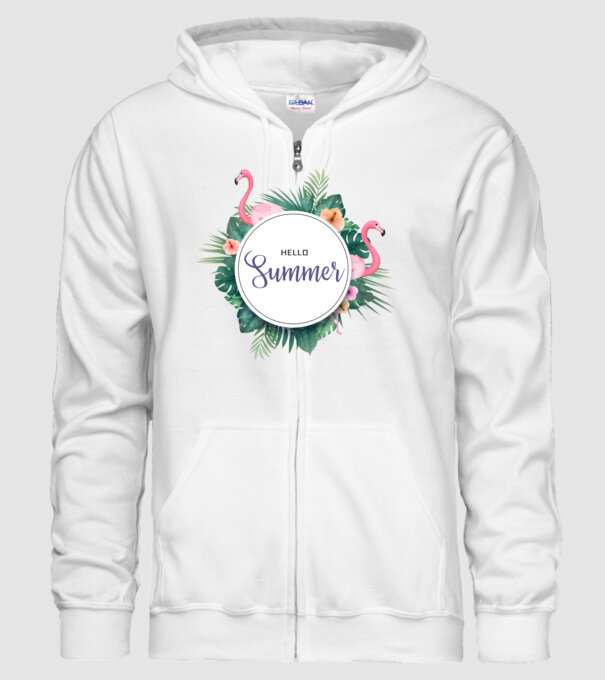 Hello summer model alb pe tricou