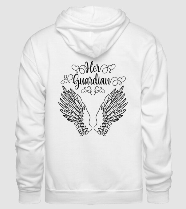 Her Guardian model alb pe tricou