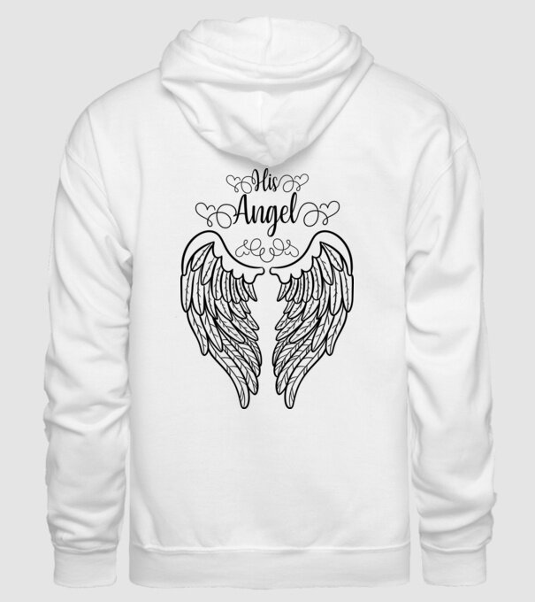 His Angel model alb pe tricou