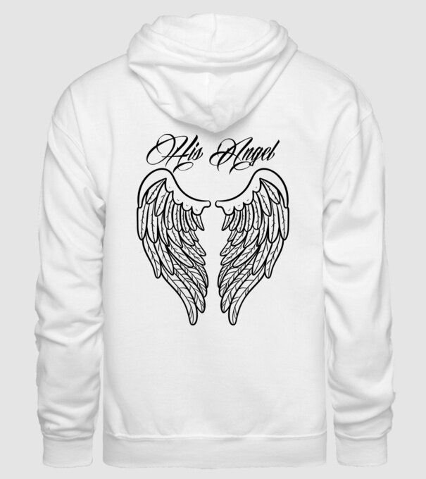 His Angel model alb pe tricou