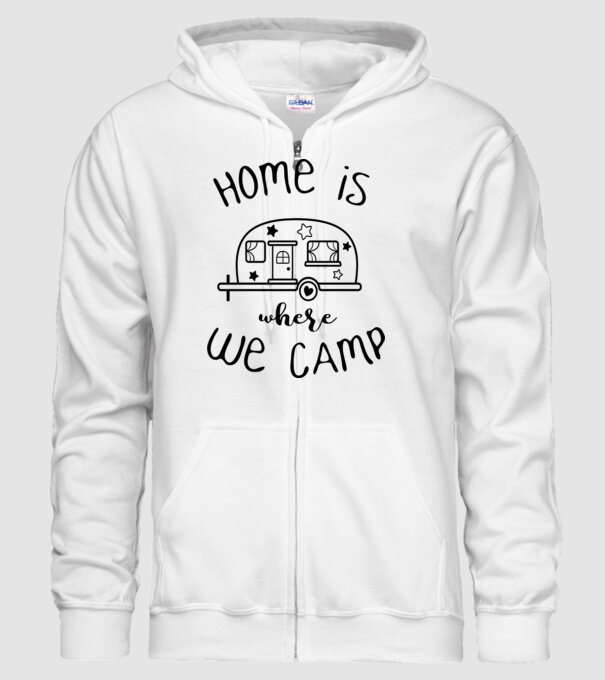 home is where we camp model alb pe tricou