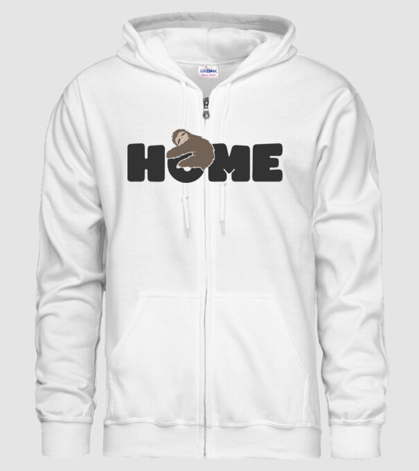 Home Sloth model alb pe tricou