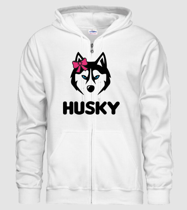 Husky fată model alb pe tricou