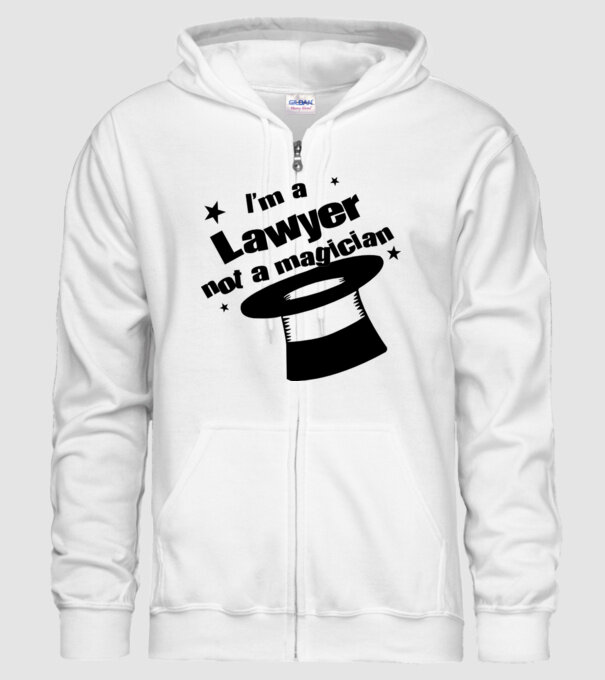 'I''m a lawyer not a magician' model alb pe tricou