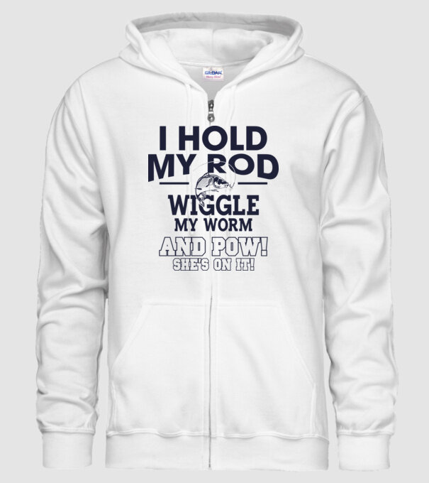 I hold my rod model alb pe tricou