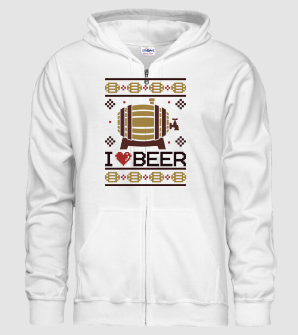 I love beer ugly sweater model alb pe tricou