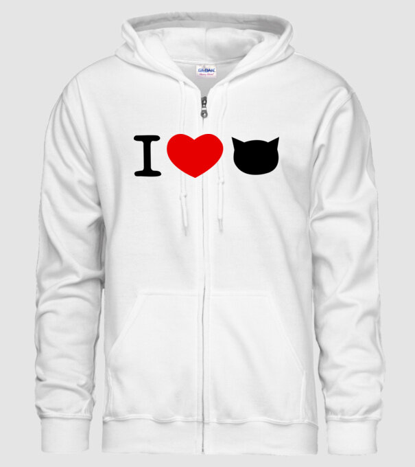 I love Pisică model alb pe tricou