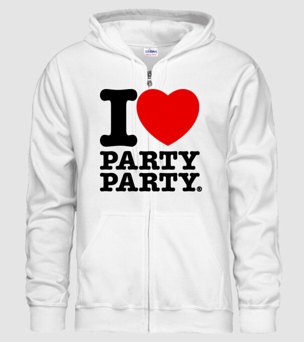 I love party party model alb pe tricou