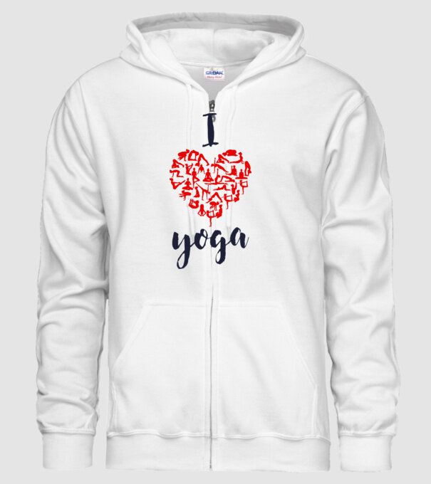 I love yoga model alb pe tricou