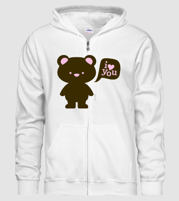 I Love You Bear model alb pe tricou