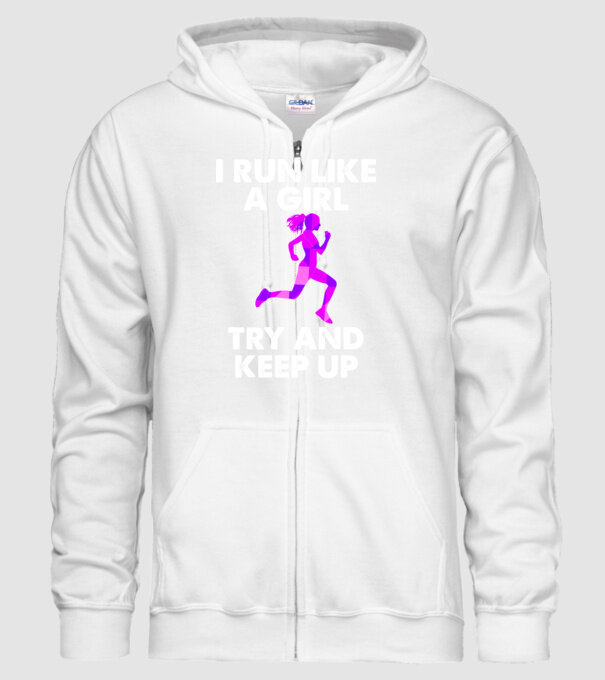I run like a girl model alb pe tricou