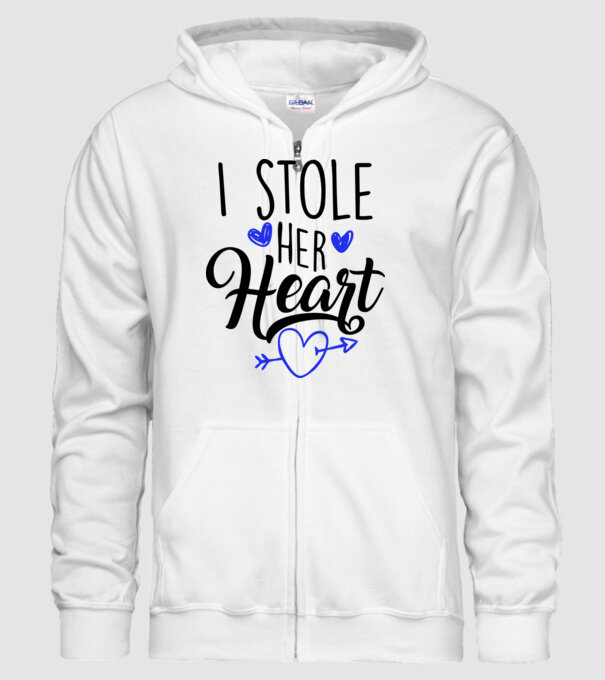 Cuplu I stole her heart model alb pe tricou