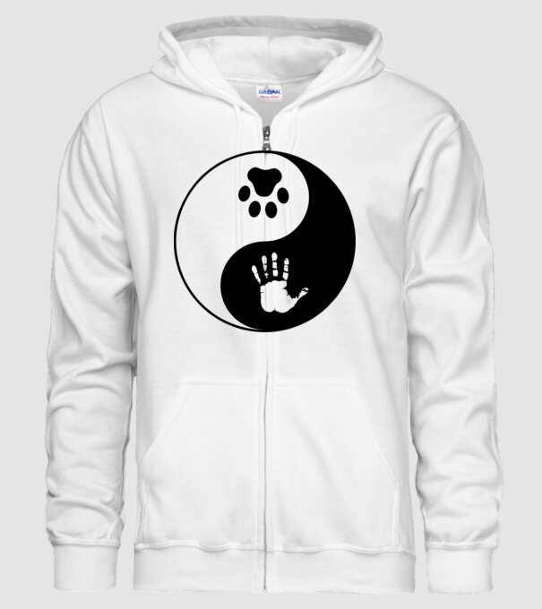 Yin-Yang Dog model alb pe tricou