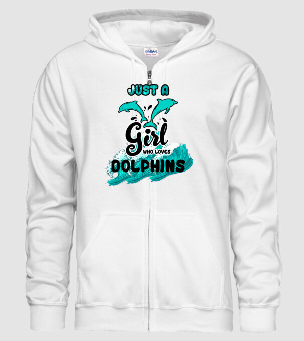 Just a girl who loves dolphins model alb pe tricou