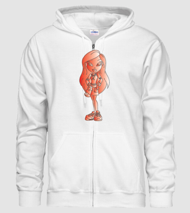 fetiță model alb pe tricou
