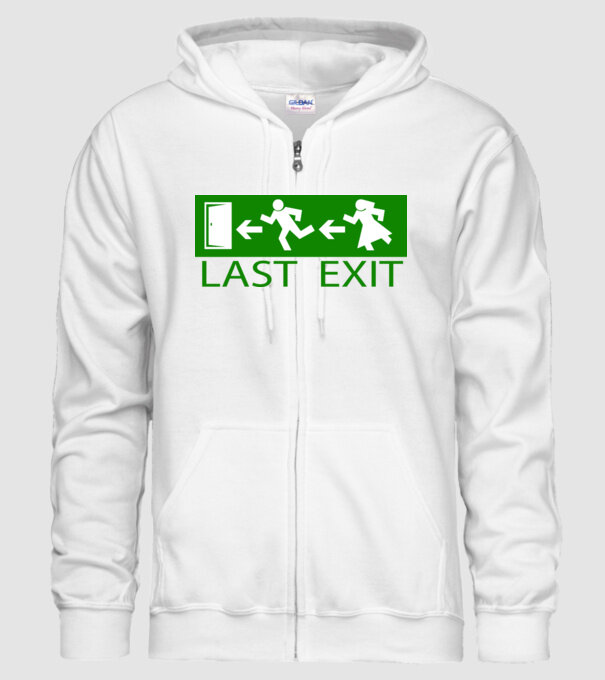 Last Exit model alb pe tricou