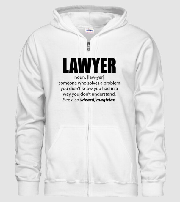 Lawyer - definiție avocat model alb pe tricou