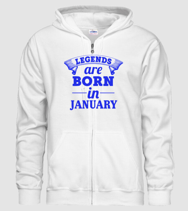 Legends are born in January model alb pe tricou