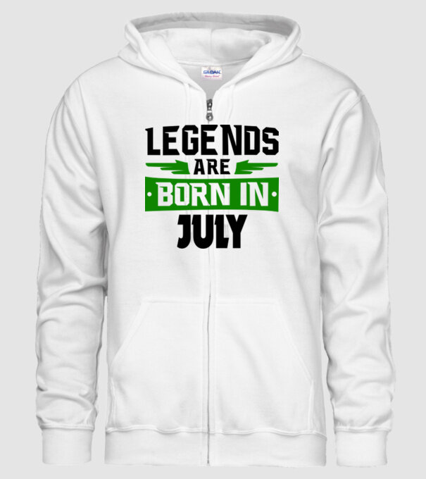 Legends are born in July model alb pe tricou