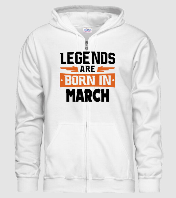 Legends are born in March model alb pe tricou