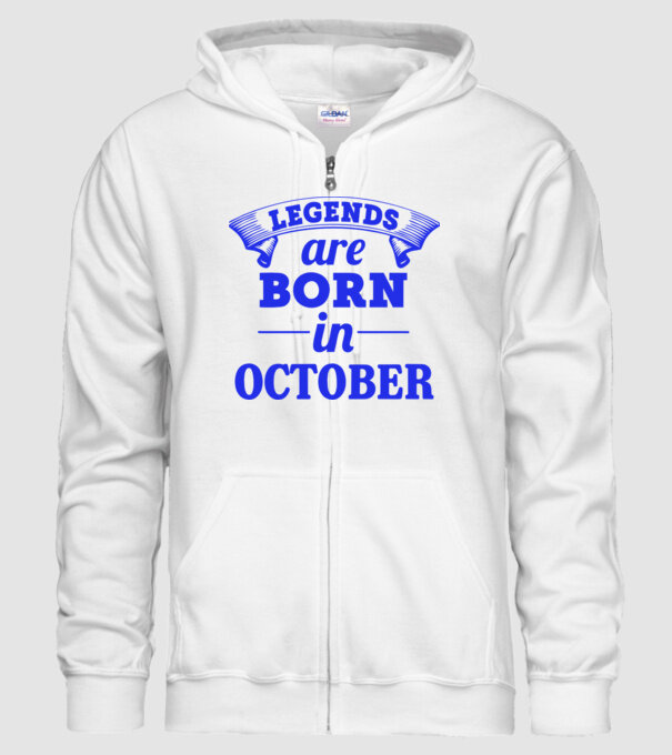Legends are born in October model alb pe tricou