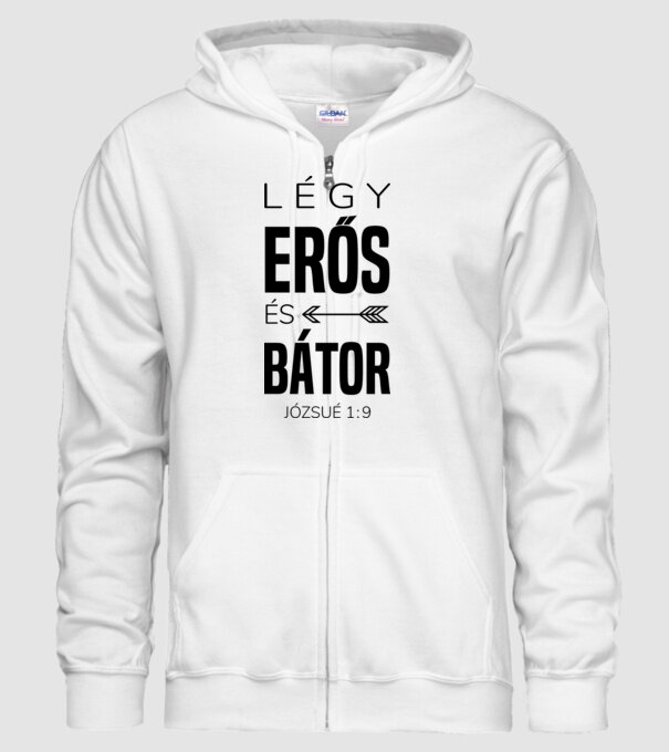 Fii puternic și curajos. Iosua 1:9 model alb pe tricou