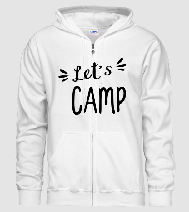 'Let''s camp' model alb pe tricou