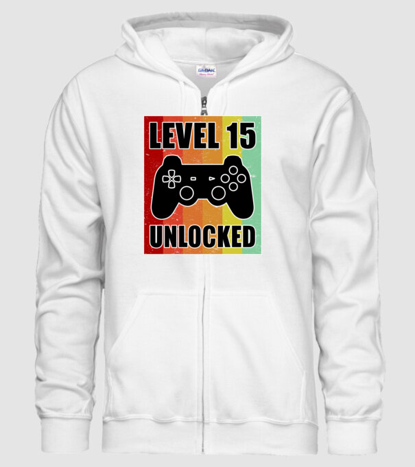 level 15 unlocked retro gamer model alb pe tricou