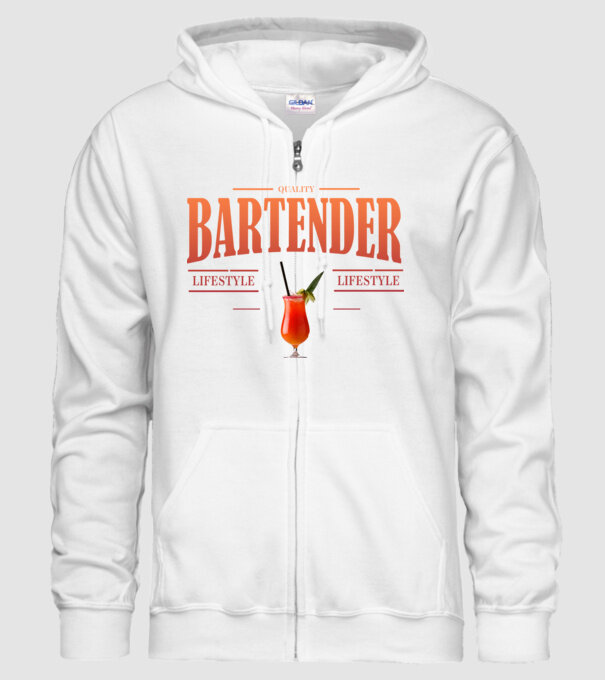 Lifestyle Bartender model alb pe tricou